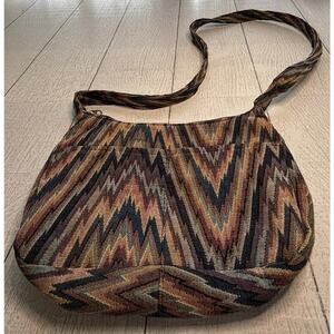 Rita's Handbag Multicolor Woven Zigzag Tapestry Purse
